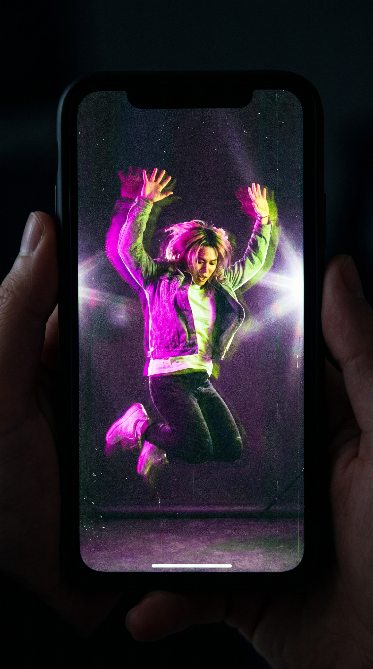 A creator mid-gesture in a short-form video